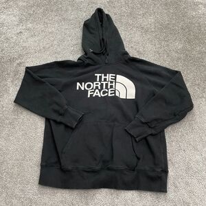 The North Face Hoodie Sweatshirt Womens Small Black Fleece Graphic Pullover